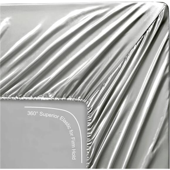 Lanest Housing Silk Satin Sheets, Full Size Satin Bed Sheet Set with Deep - Picture 7 of 16